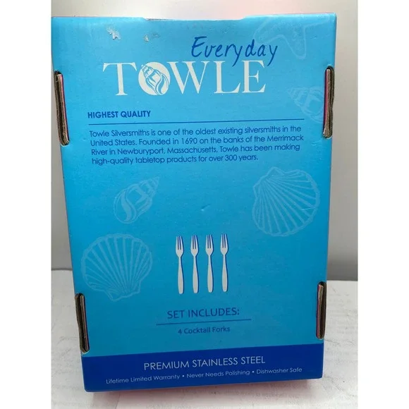 Everyday Towle Antigua Frost Cocktail Forks 4 Piece Stainless Steel Coastal Set - Picture 3 of 9